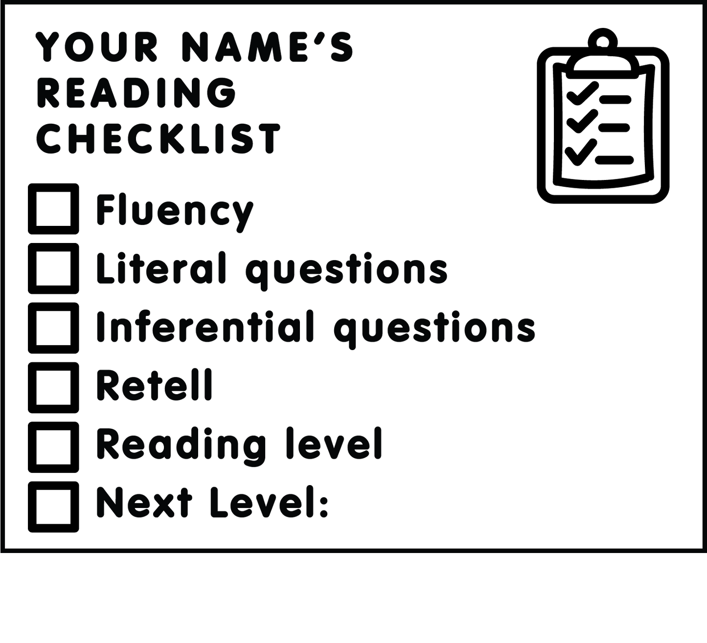 READING ASSESSMENT CHECKLIST